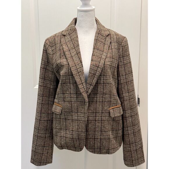 Hem & Thread Schoolboy Plaid Blazer Jacket Brown - Picture 2 of 5